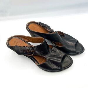 Geox Black Leather Open-Toe Wedge Sandals – Size 39 (US 8.5)